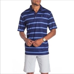 Callaway Blue Striped Polo Shirt Size Medium